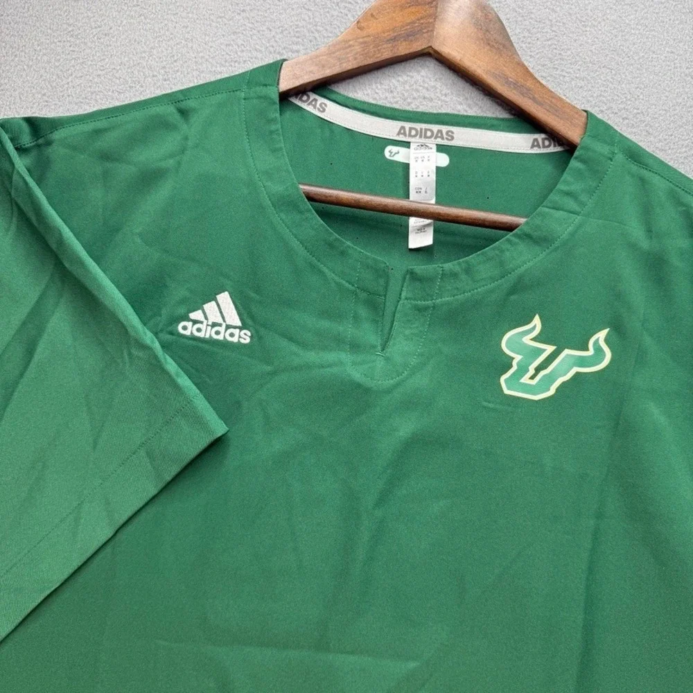 Adidas USF Bulls Sideline Training Top Regular Fit Medium Green V-Neck Pullover
